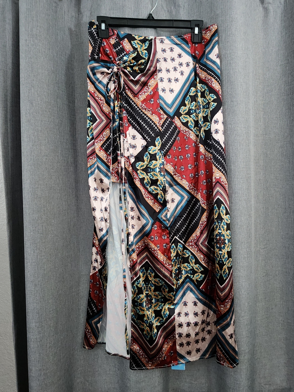 Cider Patchwork Print Maxi Skirt - Red, Blue, Black